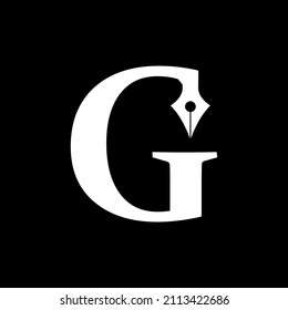 Inspiración de la plantilla de diseño del logotipo de la pluma G, Ilustración vectorial.