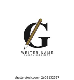 Letter G Pencil Logo Design. Alphabet G Lead Pencil Icon