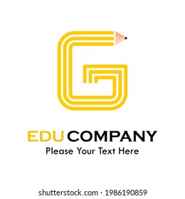 Letter g with pencil logo template illustration. suitable for education