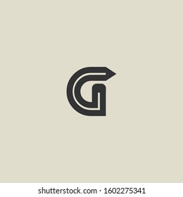 Letter G pencil shape logo design. Link icon in flat style isolated on grey background. Graphic alphabet symbol for your corporate business identity, website, app, UI. Arts logo design inspiration.