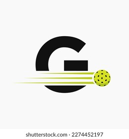 Letter G Pickleball Logo Symbol. Pickle Ball Logotype Vector Template