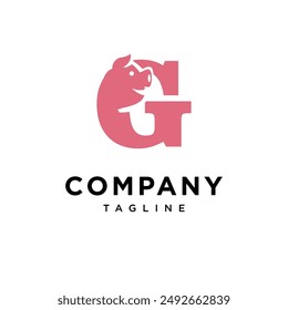 Letter G Pig Head logo icon vecto