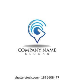 letter G with pin location concept logo template design
