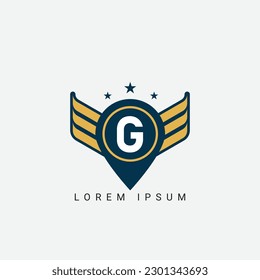 Letra G Pin y protector inicial de las alas con el logotipo de las alas