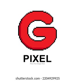 Diseño de logotipo vectorial digital de píxel G. Adecuado para negocios, tecnología, nombre inicial, tarjeta, afiche y símbolo futurista