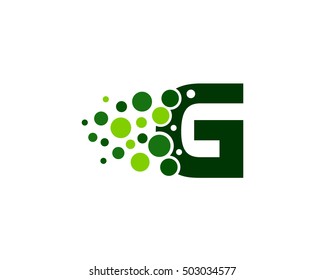 Letter G Pixel Dot Circle Spread Logo Design Template