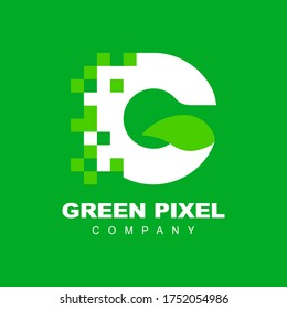 Letter G Pixel Eco Ecology Green Technology Logo Symbol