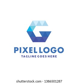 Letter G Pixel Logo. A Symbol of Technology with Colorful Geometry. Modern and Professional Digital Design Concepts for Companies and Businesses