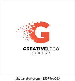 Letter G Pixel Orange And Red Logo