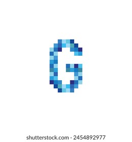 letter G pixels; simple blue symbol logo vector