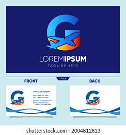 Letter G Plane Logo Design Vector Graphic Icon Illustration