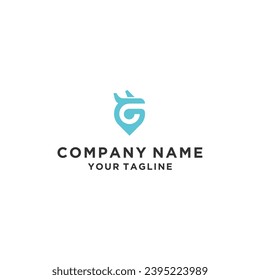 letter g plane travel with map pin logo design template vector