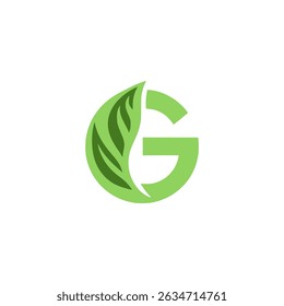 letter G plant leaf nature logo vector illustration template design