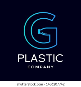 Letter G With Plastic Or Bottle Vector Logo Template. Suitable For Ecology, Drink, Fresh Water Business.