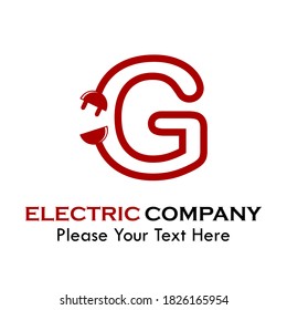 letter g with plug symbol logo template illustration. suitable for electric, thunder, computer, lightning brand, mark etc