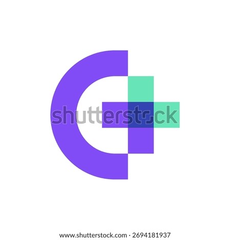 Letter G plus medical overlapping logo design