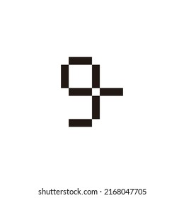 Letter g plus, square geometric symbol simple logo vector