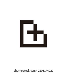 Letter G plus, square geometric symbol simple logo vector