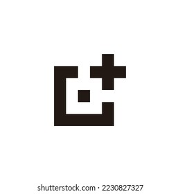 Letter G plus, squares geometric symbol simple logo vector