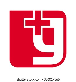 letter g and plus symbol logo vector.