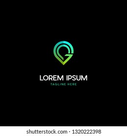Diseño de logotipo de vectores creativos de ubicación de punto G
