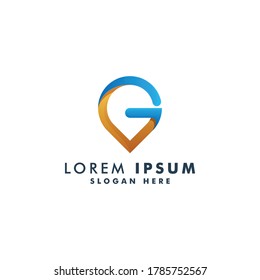 Plantilla de logotipo de punto G de la letra. ilustración vectorial de diseño de logotipo de icono de ubicación