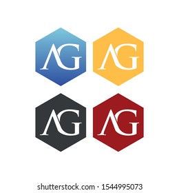 letter A and G in polygon logo SET vector