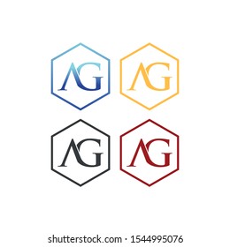 letter A and G in polygon logo SET vector