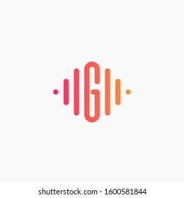 letter G with Pulse music player element. led lighting concept. technology and digital. minimalist sound music equalizer, Bass, DJ icon, nightclub, disco. logotype Unique and simple element - vector