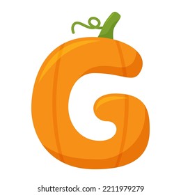 Letter G Pumpkin, vector illustration