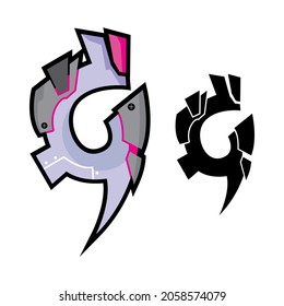 letter G with purple graffiti theme