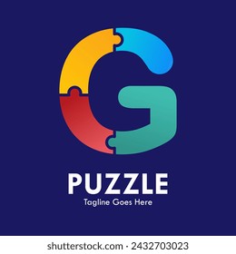 Letter g with puzzle design logo template illustration