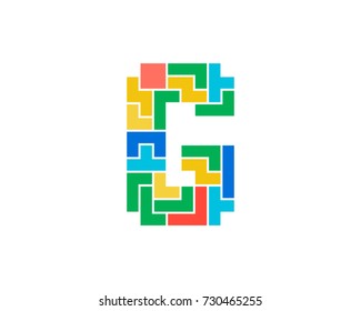 Letter G Puzzle Icon Logo Design Element