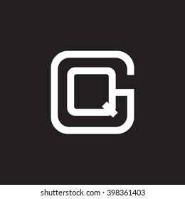 letter G and Q monogram square shape logo white black background