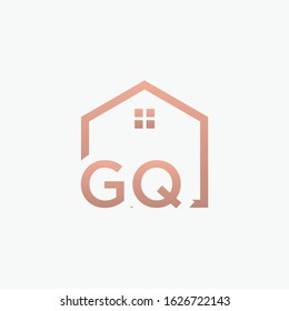 letter G Q with Real Estate element. Home and Real Estate icon. Housing Complex Simple Vector Logo Template. - vector