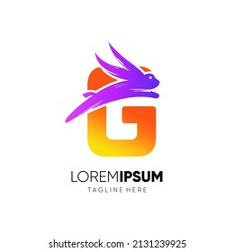 Letter G Rabbit Logo Design Vector Icon Graphic Illustration