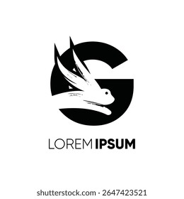 Letter G Rabbit Run Logo Design Vector Image Icon Graphic Emblem Symbol Illustration