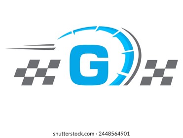 Letter G with Racing Flag Logo. Speed Logo Symbol