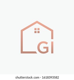 letter G I with Real Estate element. home concept Construction logo template, Home and Real Estate icon. Housing Complex Simple Vector Logo Template. - vector