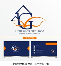 Letter G Real Estate Equipment Simple and Minimalist Logo Template on White Background for Construction and Property Concept Logo Ideas with a Pack of Business Card Application 