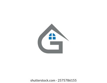 Letter G real estate logo design with vector icon template