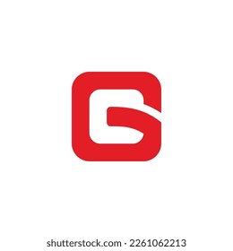 letter g red square simple geometric logo vector 