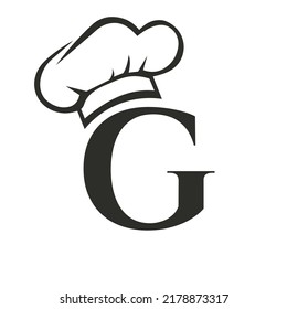 Letter G Restaurant Logo Concept with Chef Hat Vector Template. Restaurant Chef Hat Logo Symbol