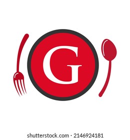 Letter G Restaurant Logo. Restaurant Logotype On Letter G Spoon And Fork Concept Vector