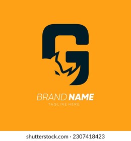 Letter G Rhino Horn Logo Design Vector Icon Graphic Emblem Illustration 