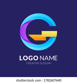 letter g and ribbon logo template, modern 3d logo style in gradient vibrant colors