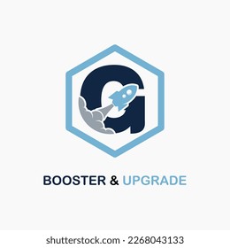 Letter G with Rocket Icon for Booster, Upgrade, Velocity, Speed for Finance, Education Business Consultant