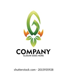 Letter G rocket logo, Go green symbol logo-vector