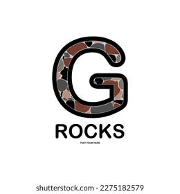 Letter g with rocks logo template illustration