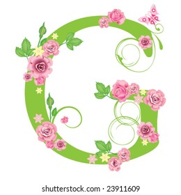 Letter G with roses for design